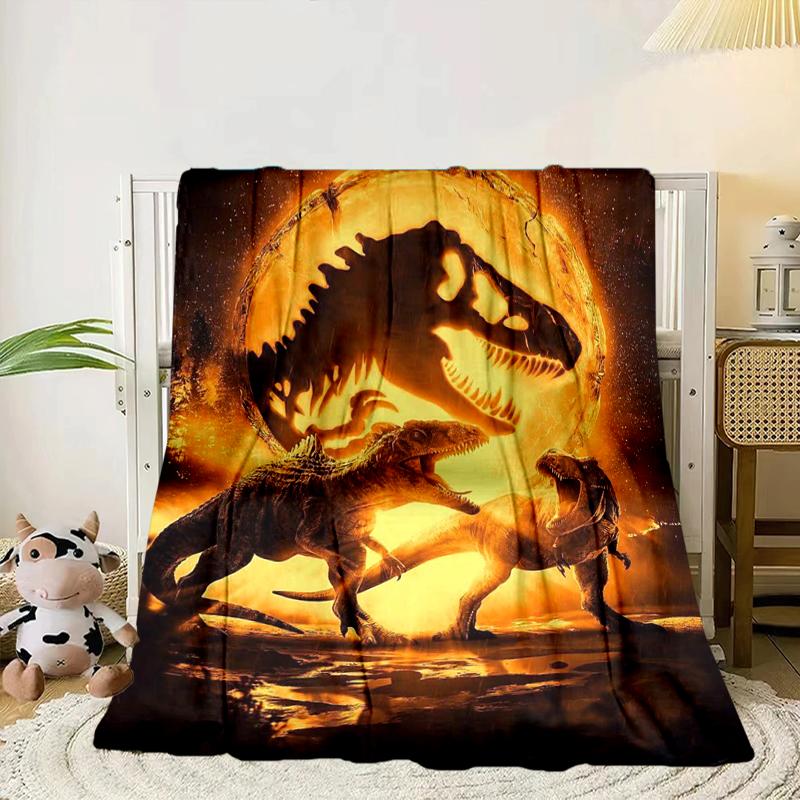 Dinosaur Moonlit Adventure Blanket Flannel Blanket for bed, sofa, Camping, Hiking, Picnic Essentials, gift for family Fan gifts