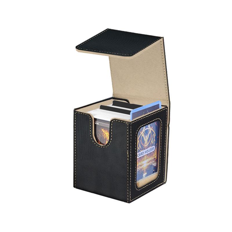 Patent Design PU Leather Game Card Box with Window, 100+ Capacity for Magic: The Gathering