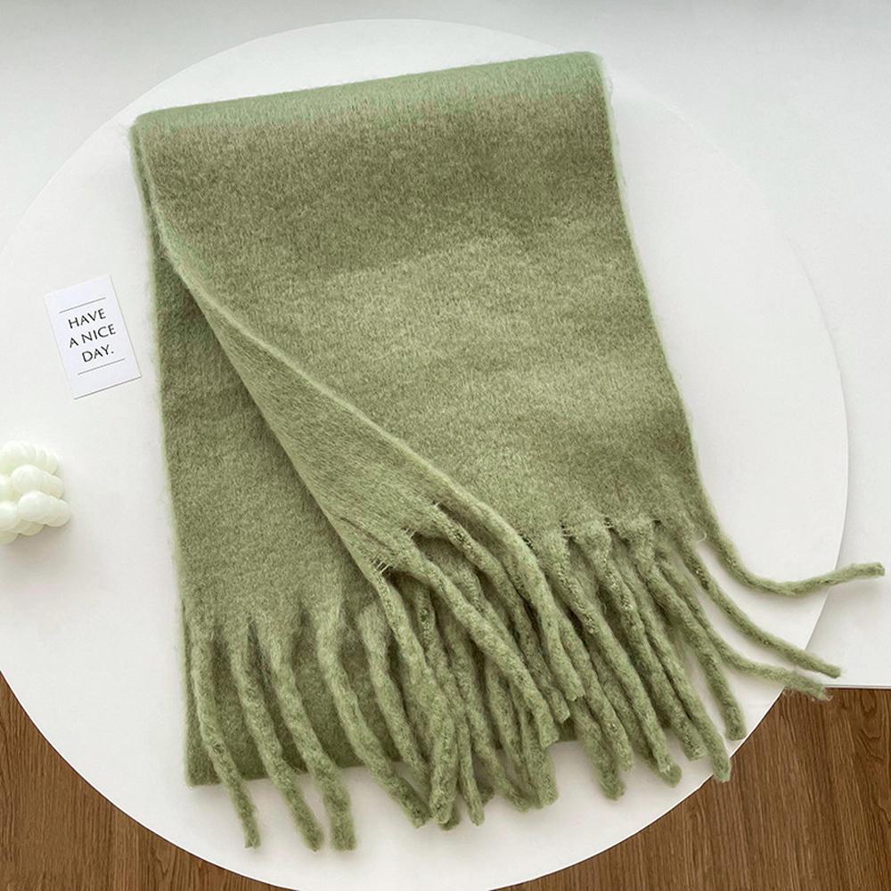 

Роскошный кашемировый яркий однотонный женский шарф, зимняя шаль и накидка, бандана, пашмина, кисточка, женский платок, толстое одеяло зелёный