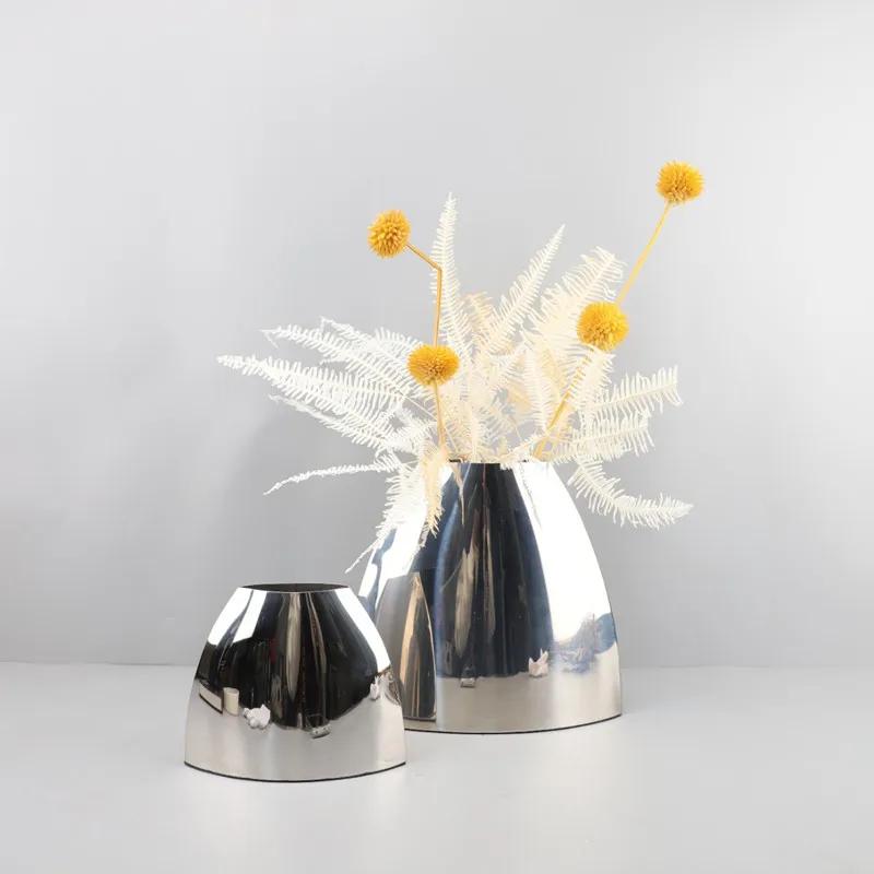 Luxury Mirror Stainless Steel Curved Vase, Flower Pot, Dining Table Decoration Ornament, Living Room Flower Arrangement