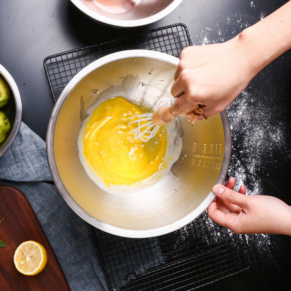 Non Slip Metal Sanding With Scale Kitchen Mixing Bowl Baking Tool Egg Whisking Pan Salad Bowl