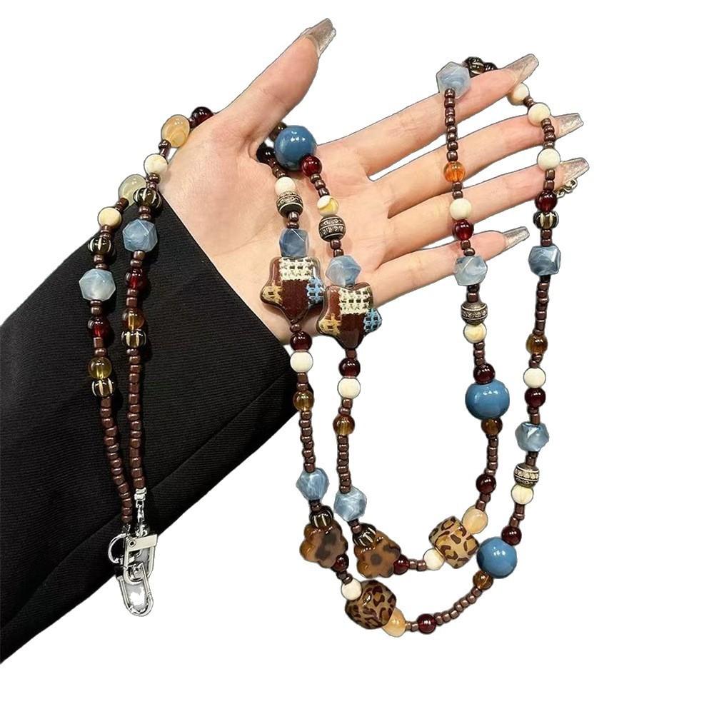 Vintage Phone Lanyard With Pvc Beads For Men And Women