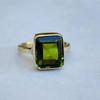 Genune Green Peridot 925 Sterling Silver Yellow Gold Overlay Ring Jewelry, Artisan Gift Wedding August Birthstone Ring