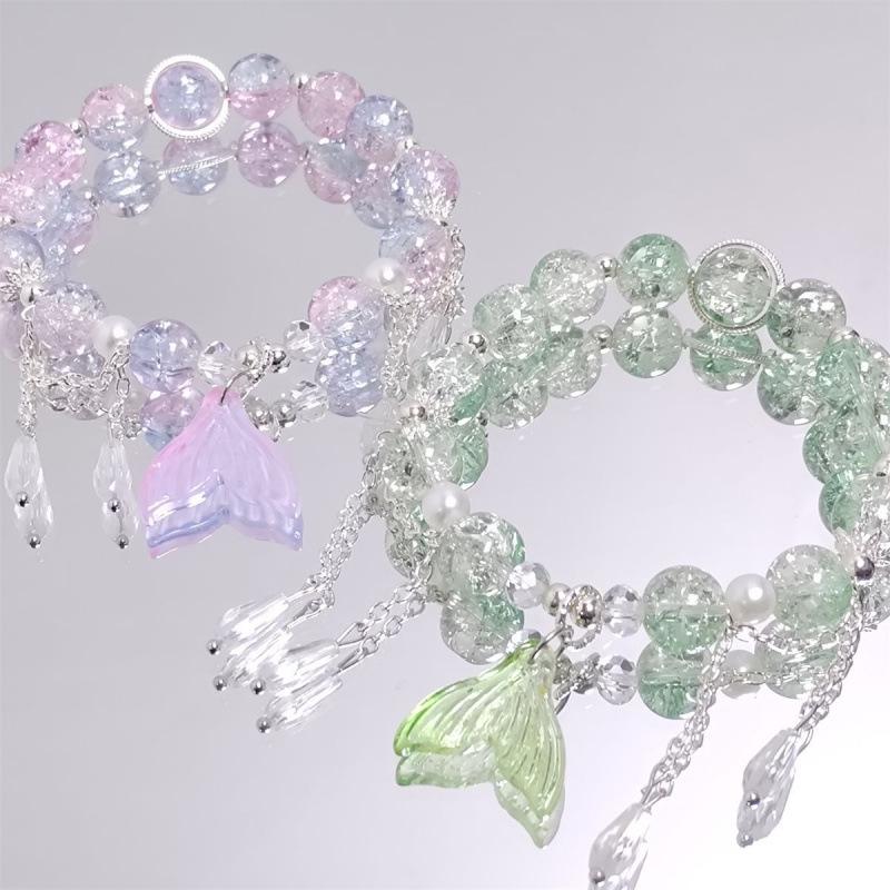 Colorful Crystal Beaded Fishtail Bracelet: Sweet, Fairy-Inspired Gift for Best Friend or Girlfriend - Perfect for May Day Outings
