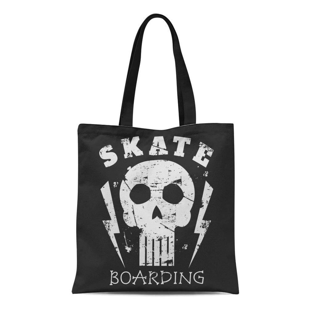 Buy Canvas Tote Bag Extreme of Skateboarding and Skateboard Skull