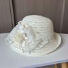 New brocade flower half-roll top hat summer breathable mesh visor hat women's fashion versatile sunscreen basin hat