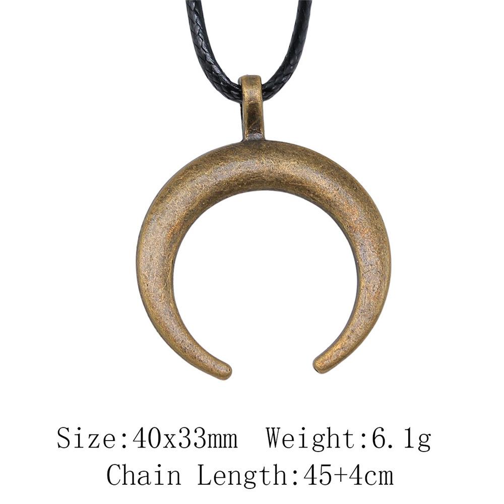 Punk Witch Horn Crescent Pendant Necklace For Women Men Half Moon Necklace Crescent Lune Necklace