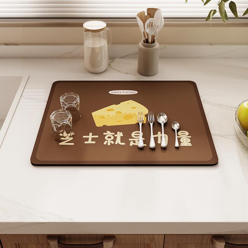 Technical fabrics Leave-in dining table mat Kitchen drain mat Water absorption quick drying Countertop mat Dish drying mat Non-slip