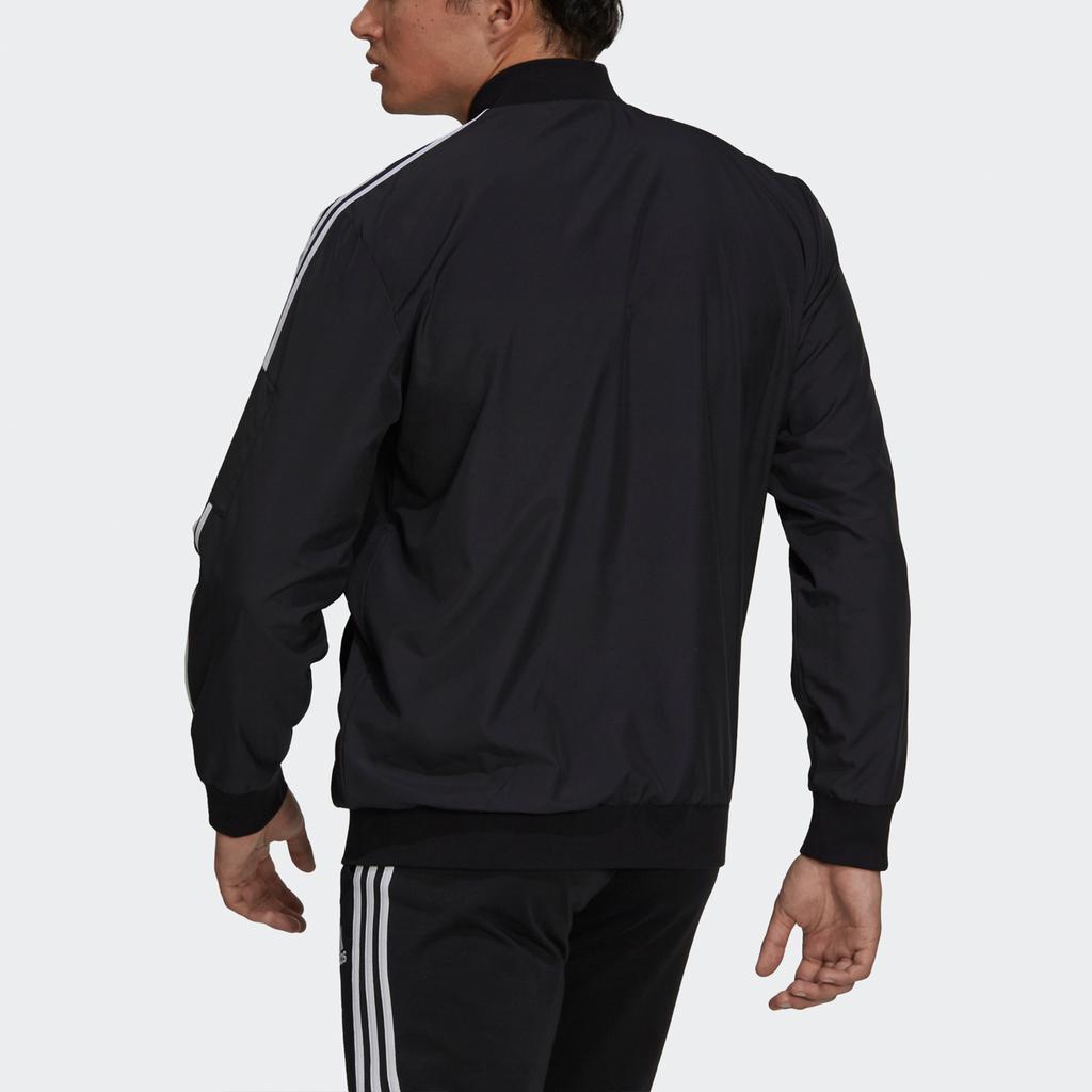 Adidas 3-Stripes Bomber Jacket With Sports Logo Men Outerwear Black GV5254