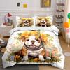 Floral Crown Bulldog Charm. Bedding Sets Duvet Covers Pillowcases(1* Duvet Cover 2* Pillowcases Without Duvet Insert)