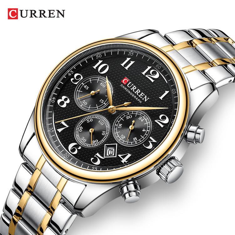 CURREN 8466 Men's Multifunctional Steel Chronograph Quartz Watch