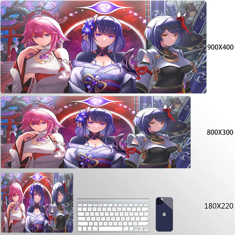 Genshin Impact Anime Kawaii Mouse Pad Large Gaming Mousepad Rubber Mat Deskmat Pc Accessories Desk Protector Gamer Keyboard Pads