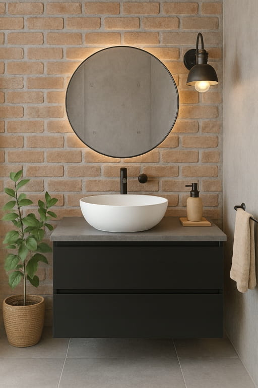 Black Wall-hung Bathroom Cabinet 60x50cm with Modus Countertop
