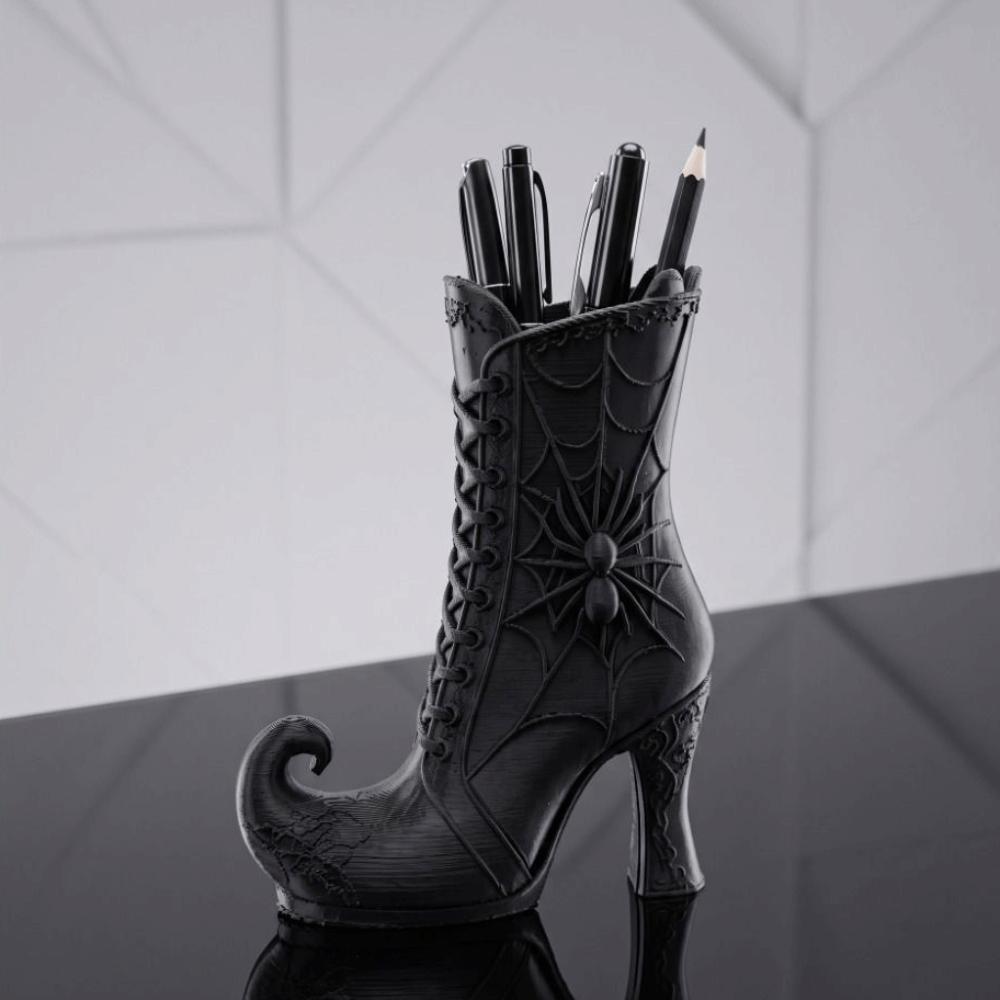 Vintage Halloween Witch Pen Holder 3D Printed Makeup Brush Storage Rack Home Decor