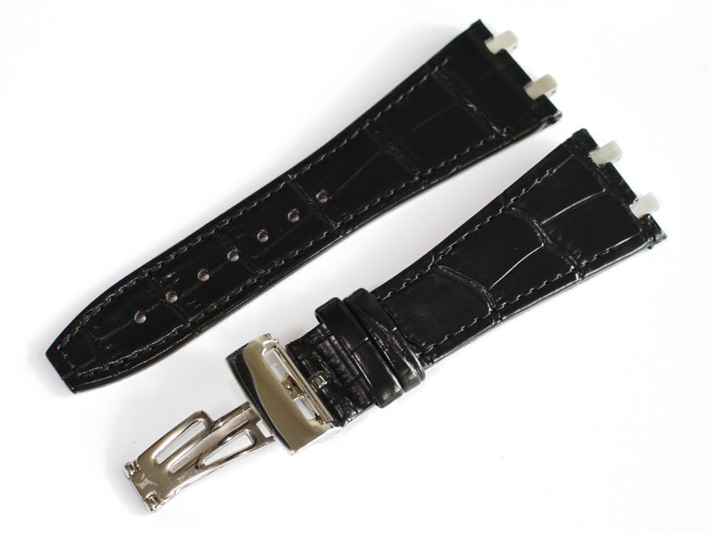 

Ремешок из кожи крокодила с тиснением для King Audemars Piguet, совместимый с хронографами Royal Oak 41 мм [Импортный оригинал], мужской чёрный