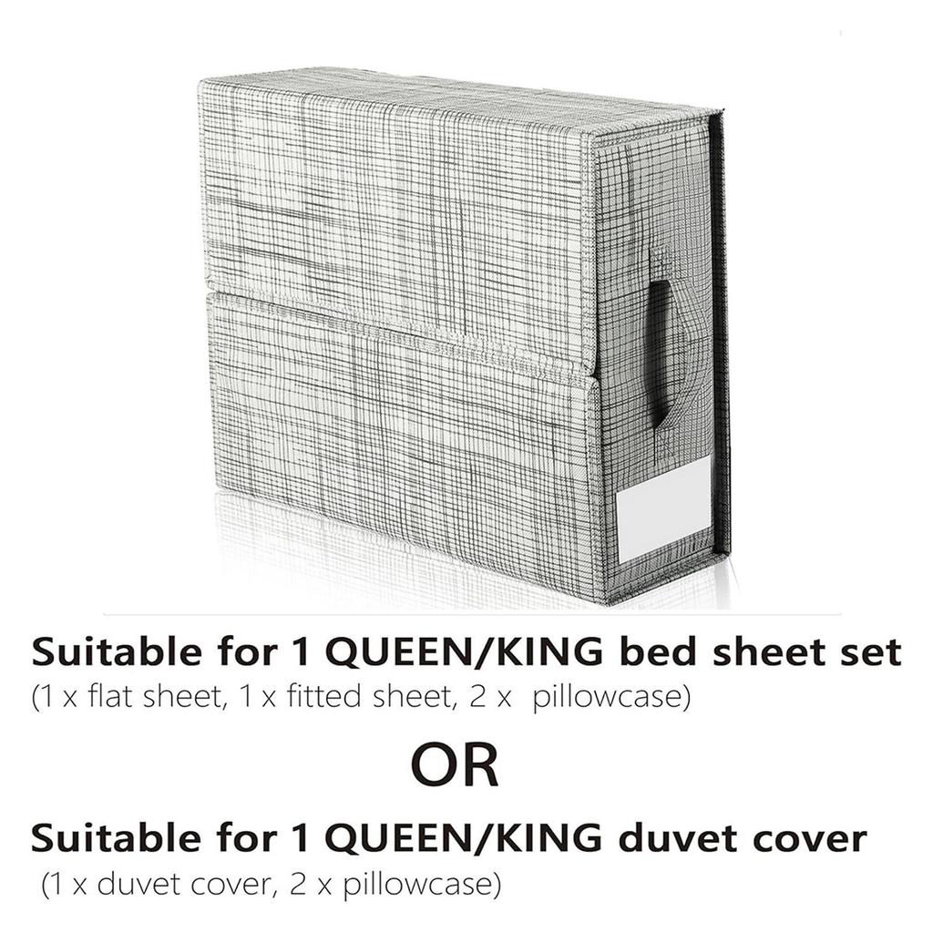 Bed Sheet Set Organizer Fabric Storage Bins Closet Foldable Bedding for Quilt