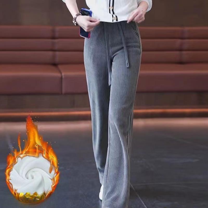 Frühling Herbst Hohe Taille Gerade Lose Cord Hosen Frauen Mode Feste Beiläufige Breite Bein Hosen Frauen Elegante Vintage Einfache frauen hosen 25694