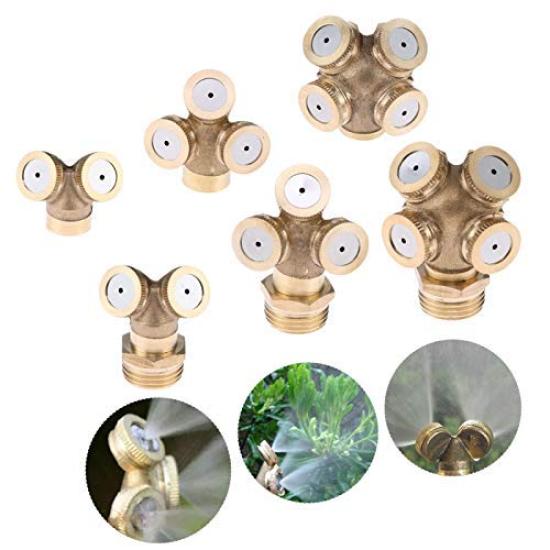 Hicello Brass Fountain Nozzle Sprinkler Heads for and Other Water Spray Irrigation Systems 8-Piece 1/2" Heads, Multi-Direction Gardening, Lawns,