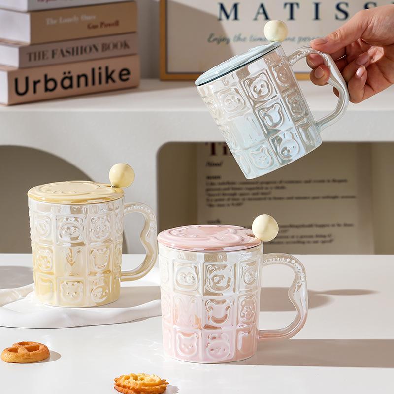 Wind Ceramic Cup With Lid High Value Home Office Couple Water Cup Gift Box Gift High Sense