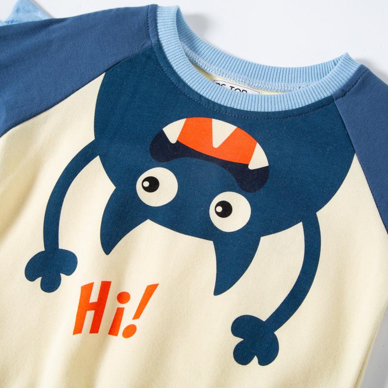Kids' Korean Style Cartoon Monster Print Hoodie for Spring/Autumn