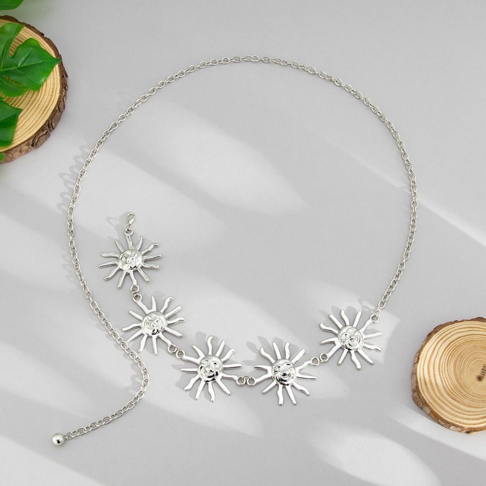 Vintage Metal Sunflower Waist Chain Flower Ethnic Style Belt  Beach Accessories