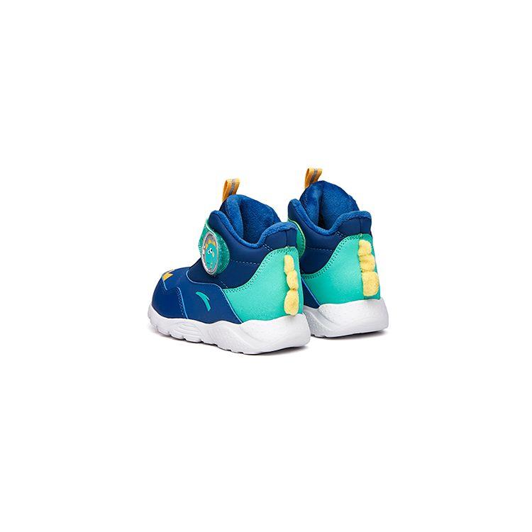 Anta Kids Fleece Lined Sports Casual Non-Slip Wear-Resistant Warm High-Top Walking Shoes Baby Shoes Blue Green A332140096A-5
