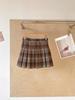 Korean Style Plaid Woolen High Waist A-Line Pleated Skirt for Women, Plus Size, College Fashion