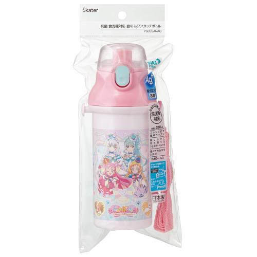 Skater Children's Plastic Water Bottle 480ml One Push Open/Close Antibacterial Child Friendly Lightweight Antibacterial Treatment Made In Japan Wandaf