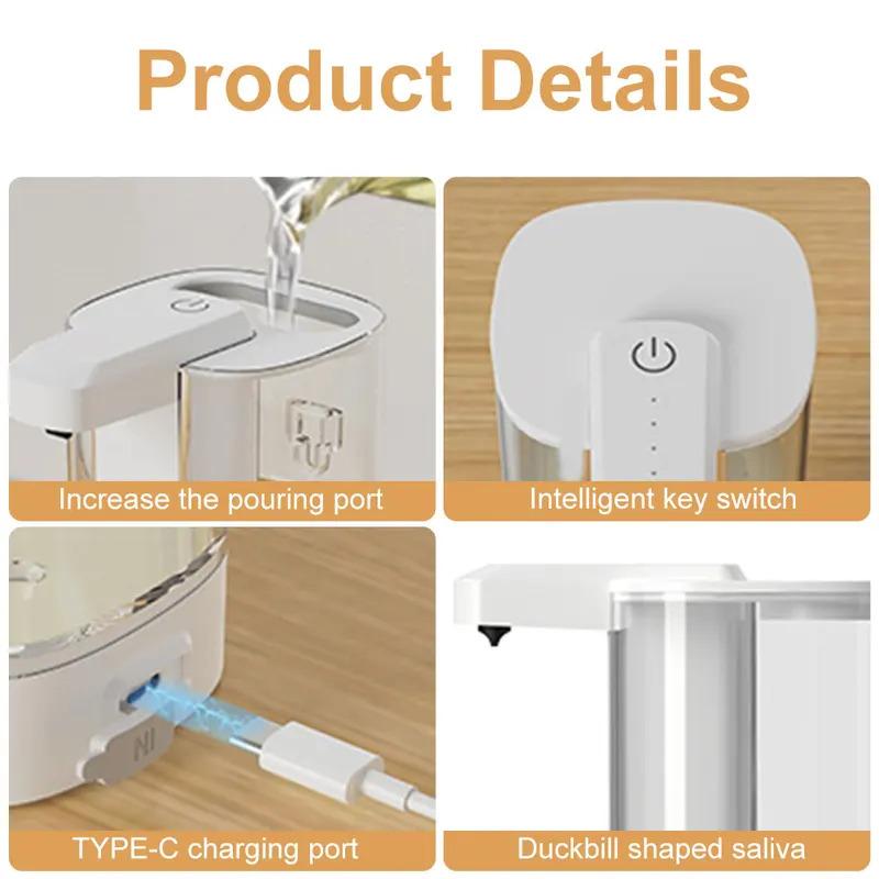 Automatic Liquid Soap Dispensers Recharge Sensor Hand Sanitizer Machine for Kitchen Bathroom Shampoo Shower Gel Detergent