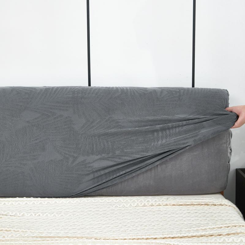 1 Pc Splash Proof Headboard Cover Knitted Elastic Jacquard Bedside Cover For Bed In Bedroom Easy To Use And Clean