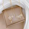 Zircon Five-Leaf Flower Light Luxury Temperament Gorgeous Full Diamond Necklace Female Versatile Collarbone Chain Titanium Steel Chain