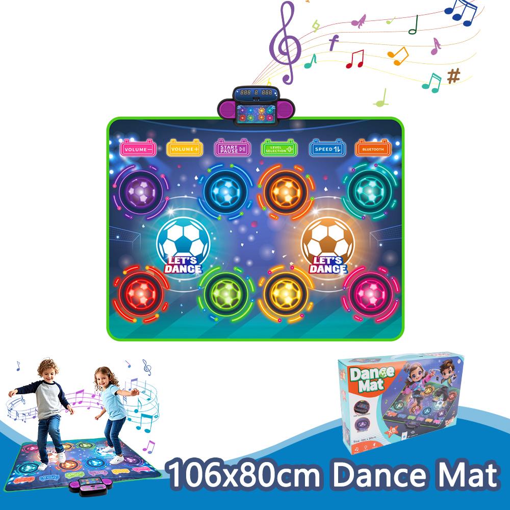 106x80cm Kids Electronic Dance Mat Double Players Mode with Light&Bluetooth Kids Floor Music Blanket Interactive Educational Toy