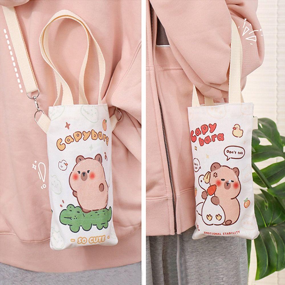 Cup Insulated Protective Cover Capybara Water Bottle Bag Canvas Mobile Phone Bags