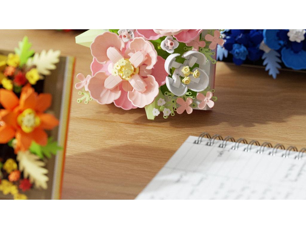 Creative Bouquet Building Set: Rose & Hibiscus Flower Blocks – LEGO Compatible Ornament & Gift