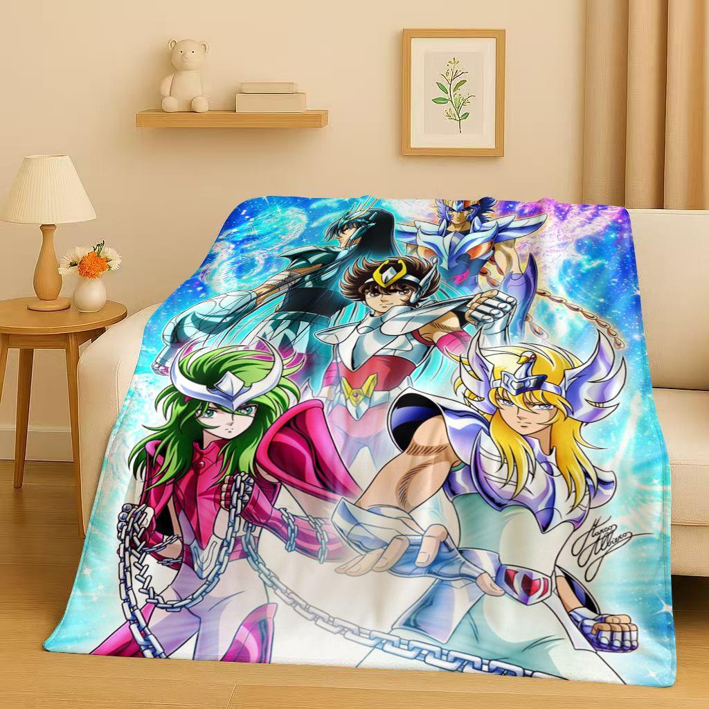 Classic Saint Seiya Shiryu Athena Cartoon Flannel Blanket,Ultra Soft Warm Plush Throw for Home Bedroom Bed Sofa Cover Travel Kid