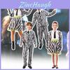 Striped Clown Costume For Adults And Kids Perfect For Halloween Stage Performance
