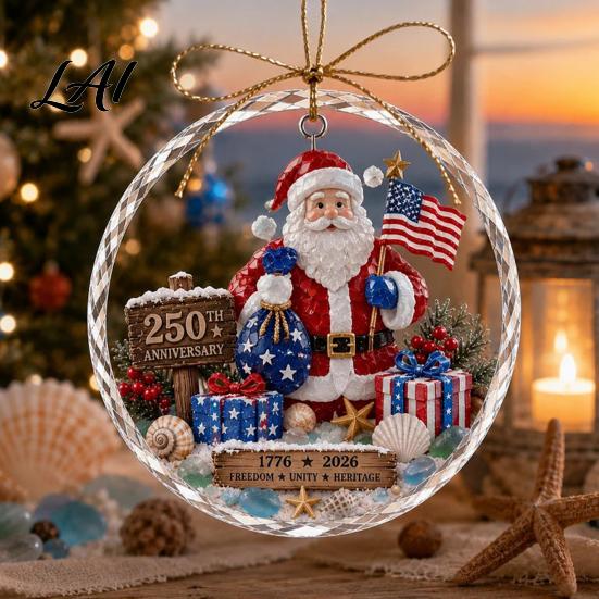 Christmas Wall Hanging Decor Ocean Themed Ornaments Lighthouse/Wreath/Santa Claus/Xmas Tree/Snowman/Deer Holiday Party Ornaments Decor Acrylic Tree