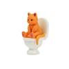 Funny Bathroom Cats Figurine and Toilet Ornament for Home Shelf Desk Accent and Miniature Scene Decoration