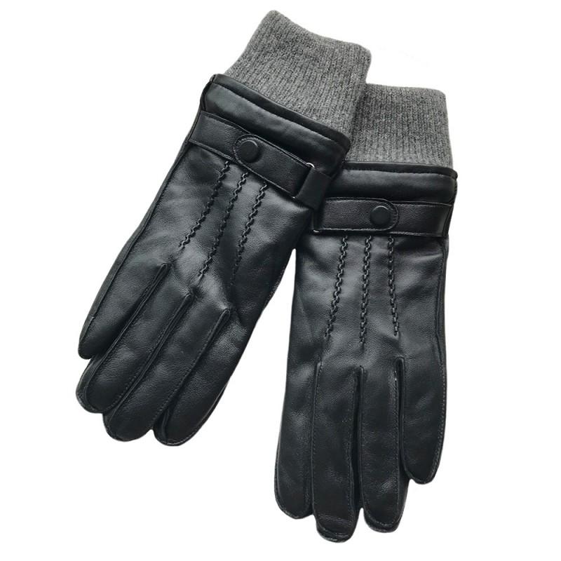 Mens Goatskin Leather Gloves Warm Touchscreen Winter Motorcycle