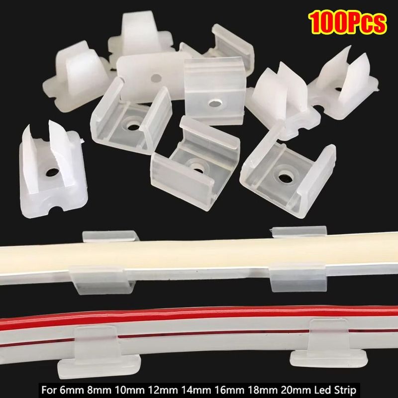 100 Pezzi 220V Striscia LED COB Flessibile Clip Fisse Supporto Lampada in Plastica Adattatore 8-20mm 5050/5730/2835 Fibbia di Montaggio Luci