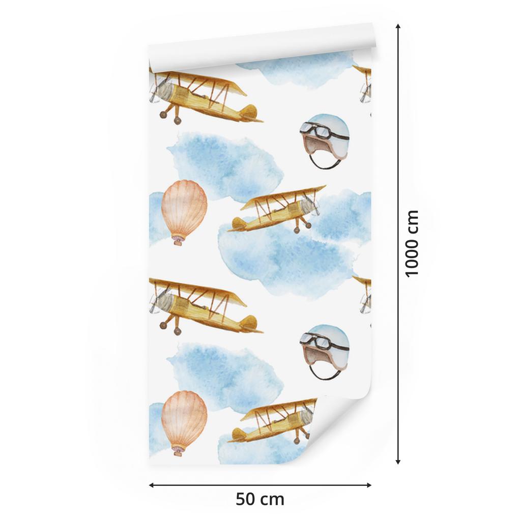 Planes and Balloons Wallpaper for Living Room and Bedroom 50x1000