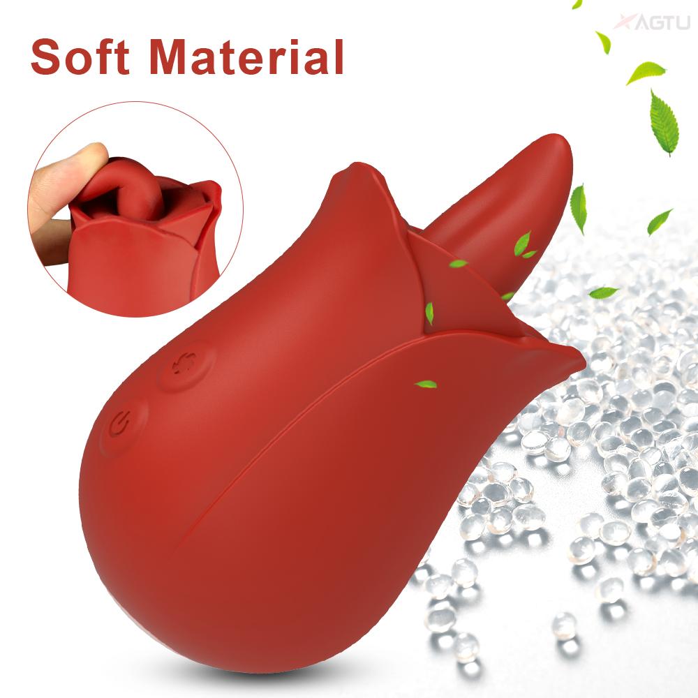 Rose-Tongue Licking Vibrator For Women Dildo G Spot Vibrators Clitoral Nipple Licker Stimulation Adult Anal Sex Toy For Couples