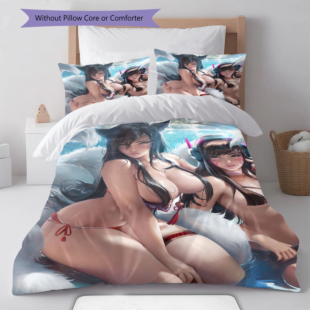 Set Copripiumino Trapuntato con Motivo Anime Federe Decorazione Casa Regalo di Compleanno (1 * copripiumino + 2 * federa, senza nucleo)