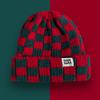 Checkerboard Plaid Knitted Hat For Women Autumn And Winter Korean Style Wool Hat Japanese Style Face-Enhancing Small Hat