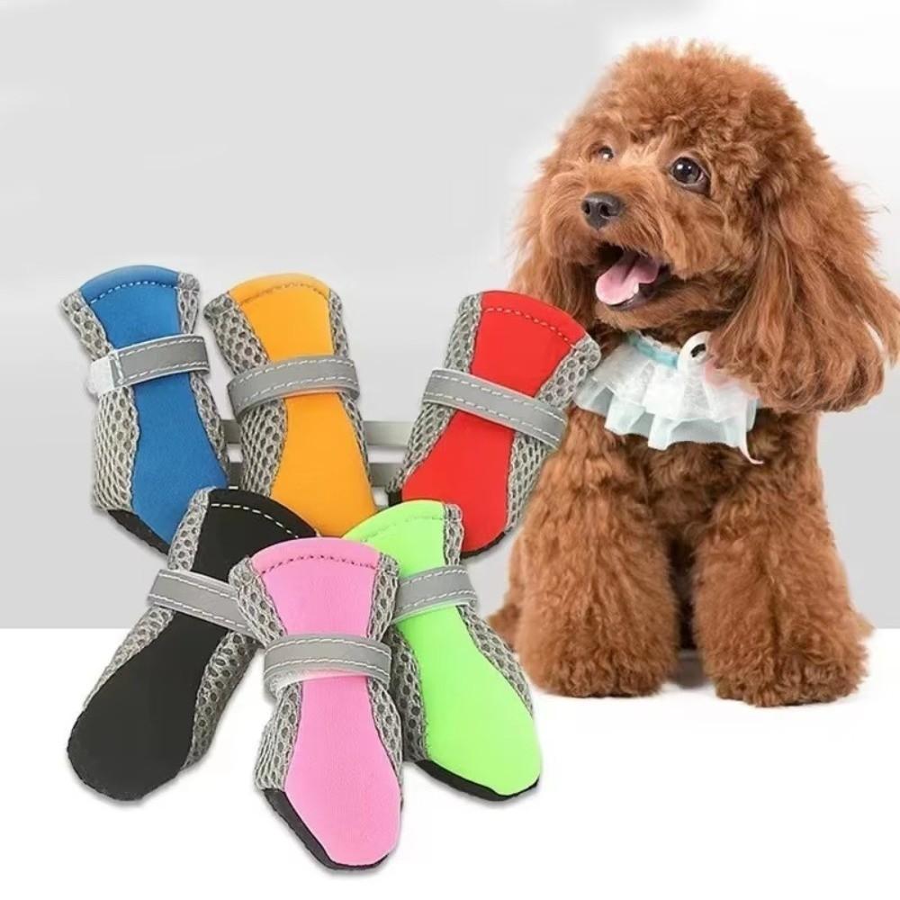 4Pcs Anti-slip Pet Dog Shoes Soft-sole Pet Footwear Cute Pet Sandals Summer