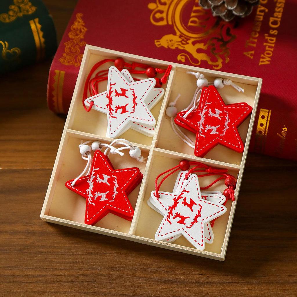 Wooden Painted Cartoon Christmas Tree Ornaments