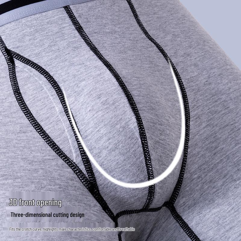 Men's European & American Pure Cotton Long Boxer Briefs - Plus Size Fitness Trunks