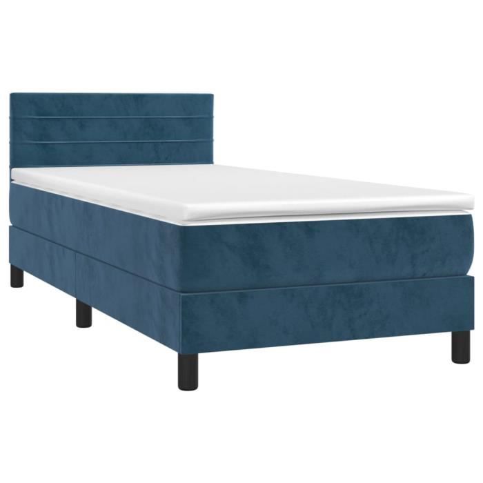 3141339 vidaXL Lit à sommier tapissier avec matelas Bleu foncé 90x190 cm