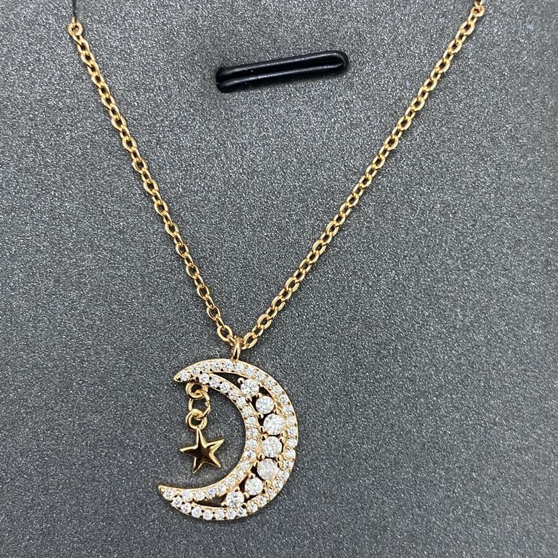 Douyin explosion Seiko star and moon full diamond necklace raw niche cold wind collarbone chain wholesale