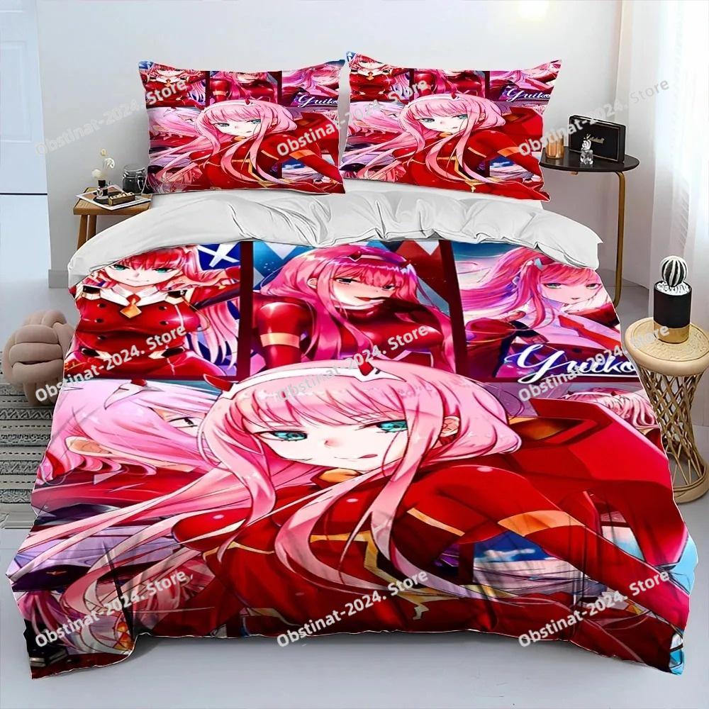 Zero Two DARLING In The FRANXX Anime Comforter Bedding Set Printed Duvet Cover Sheet Pillowcase Soft Quilt Cover Queen King Size